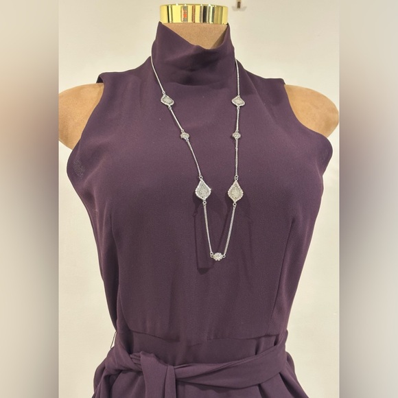 Sara Campbell Purple Plum Sheer Dress Tie In Front Turtleneck Zip On Side  Sz 6. - Picture 5 of 17
